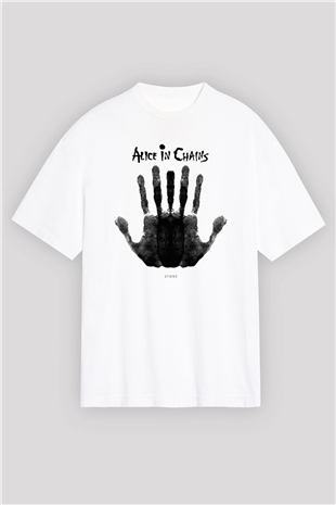 Alice in Chains Beyaz Unisex Oversize Tişört T-Shirt