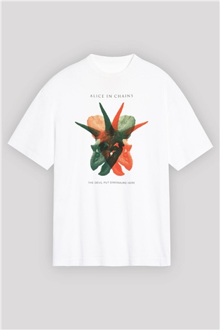 Alice in Chains Beyaz Unisex Oversize Tişört T-Shirt