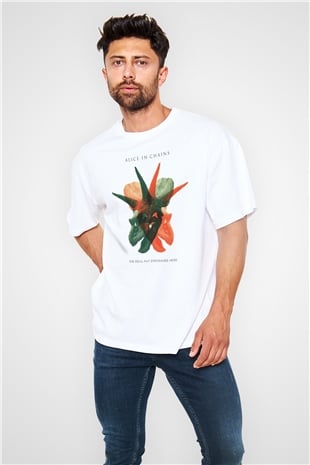Alice in Chains Beyaz Unisex Oversize Tişört T-Shirt
