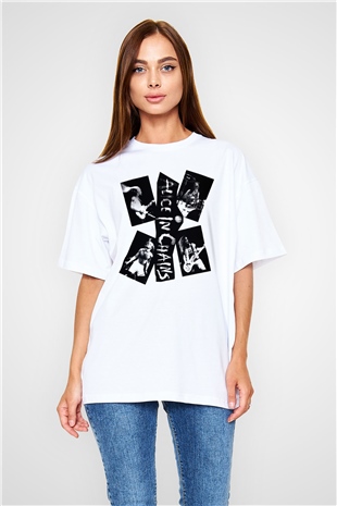 Alice in Chains Beyaz Unisex Oversize Tişört T-Shirt