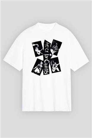 Alice in Chains Beyaz Unisex Oversize Tişört T-Shirt
