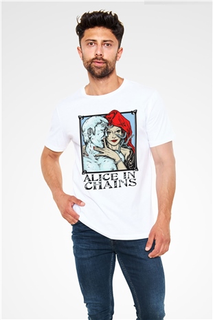 Alice in Chains Beyaz Unisex Tişört T-Shirt - TişörtFabrikası