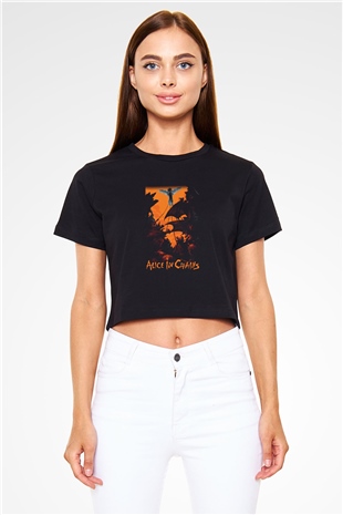 Alice in Chains Siyah Crop Top Tişört