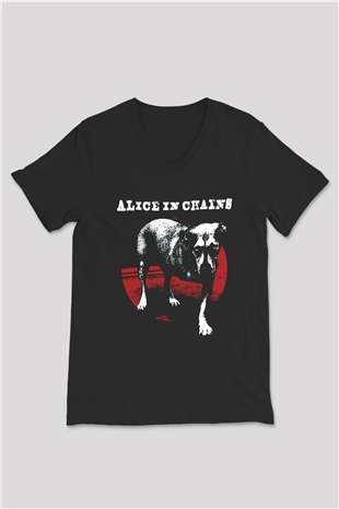 Alice in Chains Siyah Unisex V Yaka Tişört