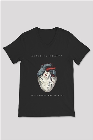 Alice in Chains Siyah Unisex V Yaka Tişört T-Shirt