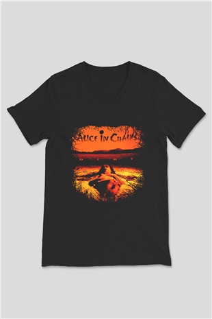 Alice in Chains Siyah Unisex V Yaka Tişört T-Shirt