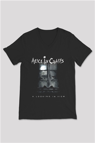 Alice in Chains Siyah Unisex V Yaka Tişört T-Shirt