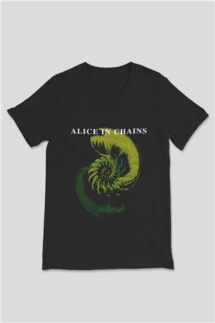 Alice in Chains Siyah Unisex V Yaka Tişört T-Shirt