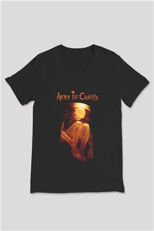 Alice in Chains Siyah Unisex V Yaka Tişört T-Shirt