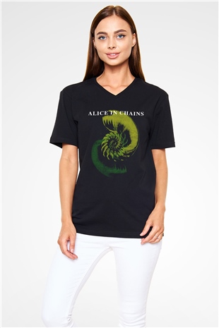 Alice in Chains Siyah Unisex V Yaka Tişört T-Shirt