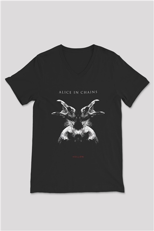 Alice in Chains Siyah Unisex V Yaka Tişört T-Shirt