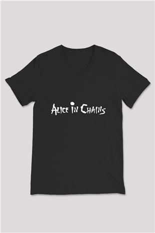 Alice in Chains Siyah Unisex V Yaka Tişört T-Shirt