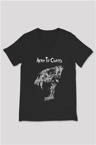 Alice in Chains Siyah Unisex V Yaka Tişört T-Shirt