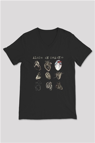 Alice in Chains Siyah Unisex V Yaka Tişört T-Shirt