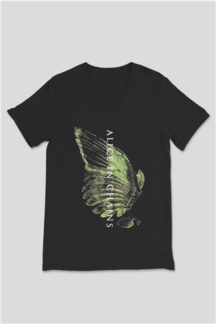 Alice in Chains Siyah Unisex V Yaka Tişört T-Shirt