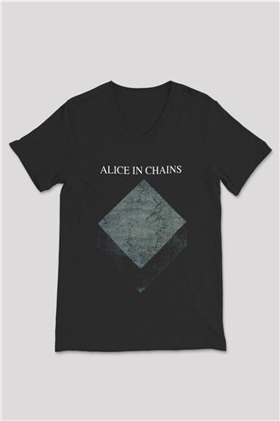 Alice in Chains Siyah Unisex V Yaka Tişört T-Shirt