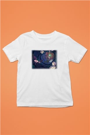 Alice in Wonderland Baskılı Beyaz Unisex Çocuk Tişört