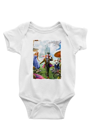 Alice in Wonderland Beyaz Bebek Body - Zıbın