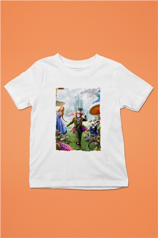 Alice in Wonderland Beyaz Unisex Çocuk Tişört