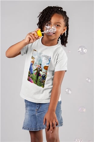 Alice in Wonderland Beyaz Unisex Çocuk Tişört