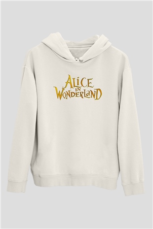 Alice in Wonderland Beyaz Unisex Hoodie