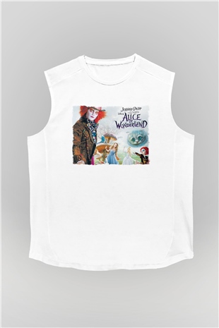 Alice in Wonderland Beyaz Unisex Kolsuz Tişört