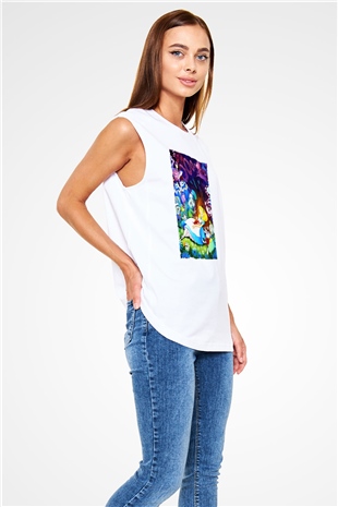 Alice in Wonderland Beyaz Unisex Kolsuz Tişört