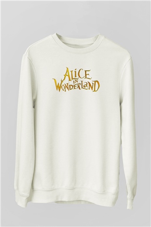 Alice in Wonderland Beyaz Unisex Sweatshirt