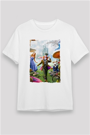Alice in Wonderland Beyaz Unisex Tişört T-Shirt