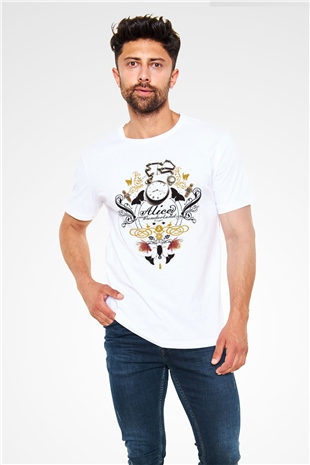 Alice in Wonderland Beyaz Unisex Tişört T-Shirt
