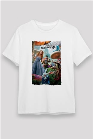 Alice in Wonderland Beyaz Unisex Tişört T-Shirt