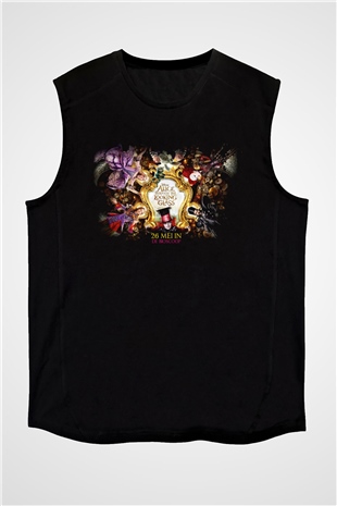 Alice in Wonderland Siyah Unisex Kolsuz Tişört