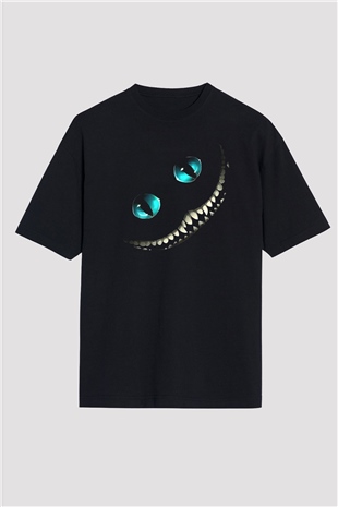 Alice in Wonderland Siyah Unisex Oversize Tişört T-Shirt