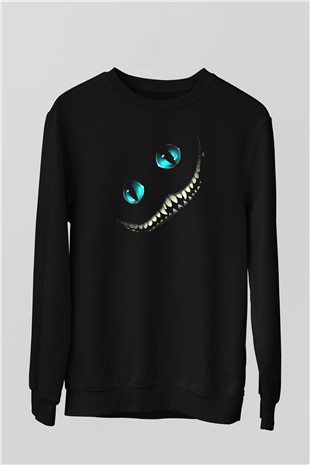 Alice in Wonderland Siyah Unisex Sweatshirt