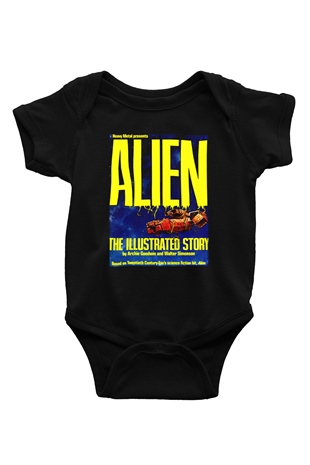 Alien Baskılı Siyah Bebek Body - Zıbın