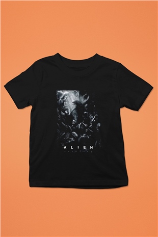 Alien Baskılı Siyah Unisex Çocuk Tişört