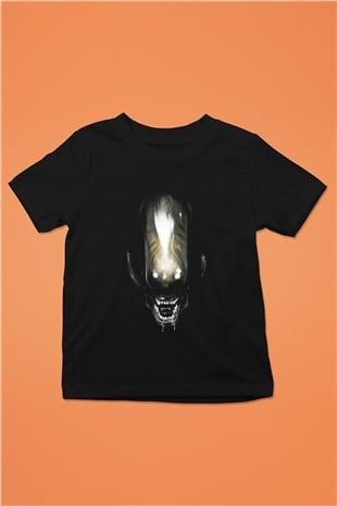 Alien Baskılı Siyah Unisex Çocuk Tişört
