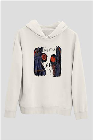Alien Sex Fiend Baskılı Beyaz Unisex Kapüşonlu Sweatshirt