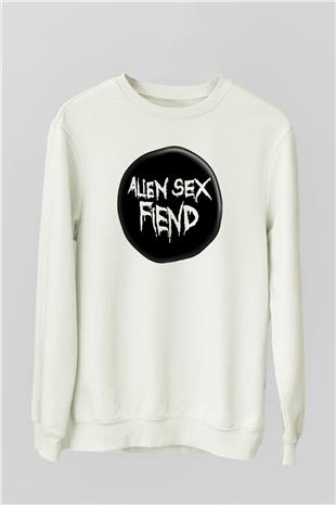 Alien Sex Fiend Baskılı Beyaz Unisex Sweatshirt