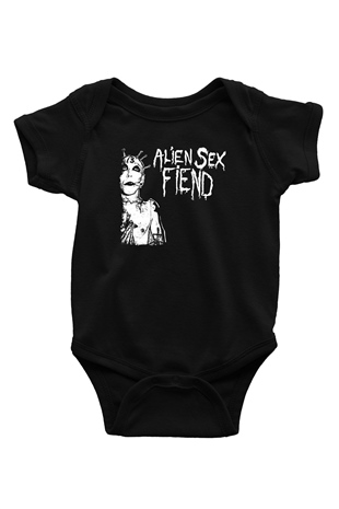 Alien Sex Fiend Baskılı Unisex Siyah Bebek Body - Zıbın