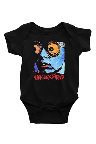 Alien Sex Fiend Baskılı Unisex Siyah Bebek Body - Zıbın