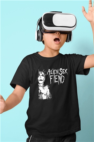 Alien Sex Fiend Baskılı Unisex Siyah Çocuk Tişört - Tshirt