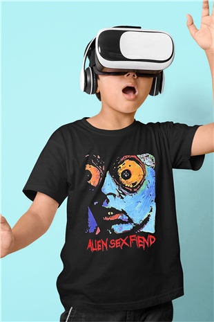 Alien Sex Fiend Baskılı Unisex Siyah Çocuk Tişört - Tshirt