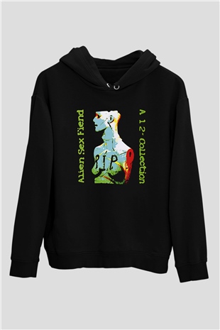 Alien Sex Fiend Baskılı Unisex Siyah Kapüşonlu Sweatshirt