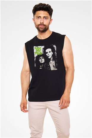 Alien Sex Fiend Baskılı Unisex Siyah Kolsuz Tişört - Tshirt