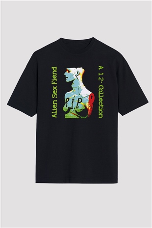Alien Sex Fiend Baskılı Unisex Siyah Oversize Tişört - Tshirt