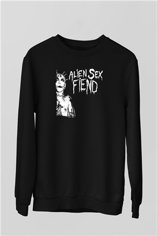 Alien Sex Fiend Baskılı Unisex Siyah Sweatshirt