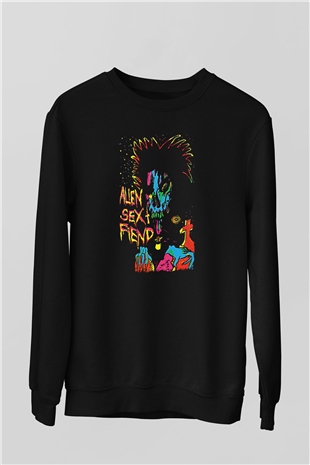 Alien Sex Fiend Baskılı Unisex Siyah Sweatshirt