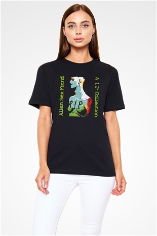 Alien Sex Fiend Baskılı Unisex Siyah Tişört - Tshirt