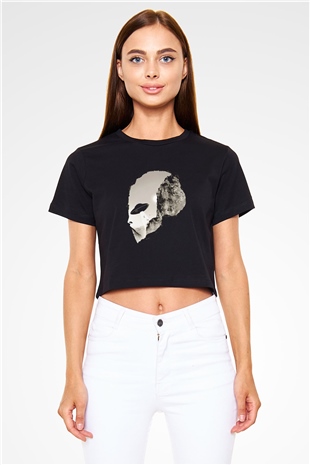Alien Siyah Crop Top Tişört